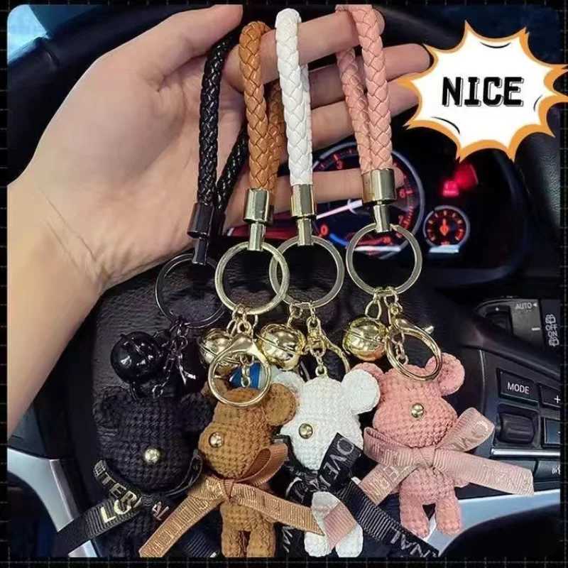 Trendy brand wool bear keychain three-dimensional doll backpack pendant female cartoon bear car key chain pendantT251127