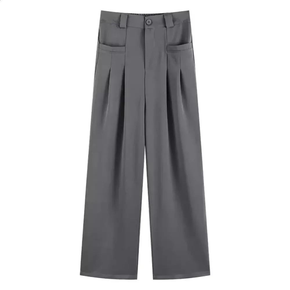 High waisted loose straight leg pants for comfortable womens casual spring and summer thin cut with a floral bell sole 250427