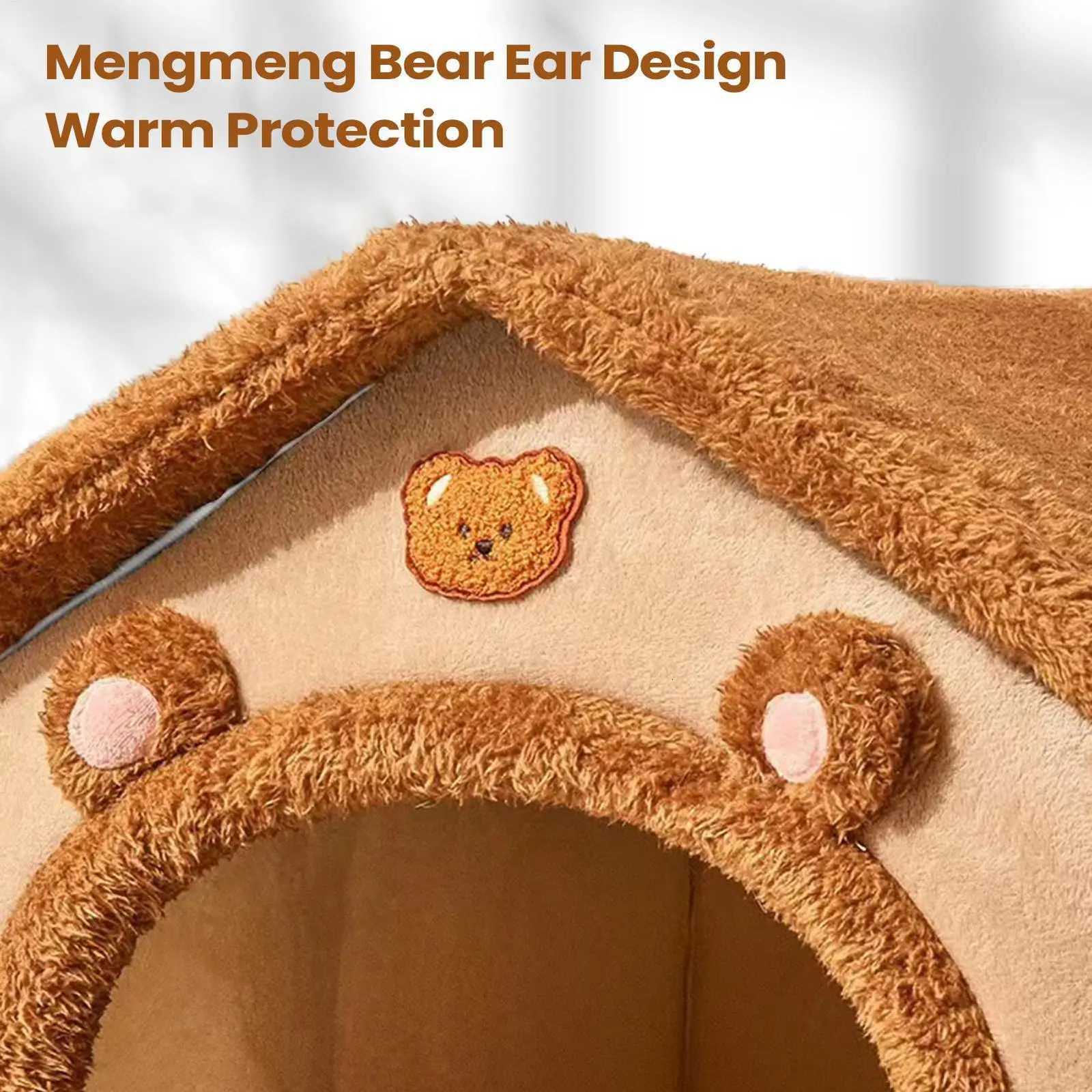 Cat House Cute Plush Winter Warm Pet House detachable Washable Enclosed Winter Rest Shelter For Small Animals Dog Bunny Cats BedM251127 - view 5