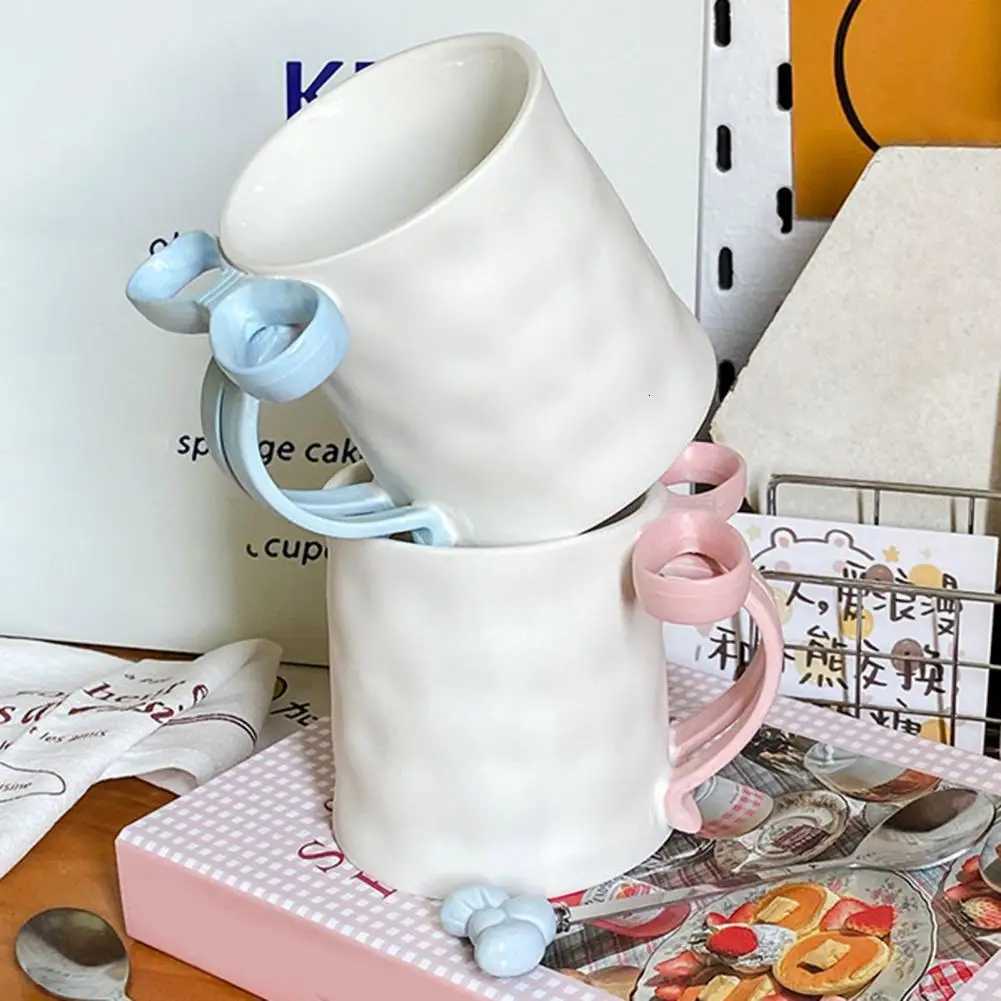 Cute Ceramic Water Cup Elegant Ceramic Coffee Mug with Ribbon Handle Festive Bow Tea Cup for Women Charming for Valentines C251127