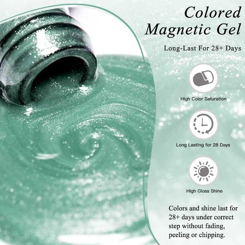 7ml Auroras Mint Green Cat Magnetic Gel Nail Polish Royal Blue Semi Permanent Glimmer Crystal Magnet Nail Gel Polish Art VarnishT251127