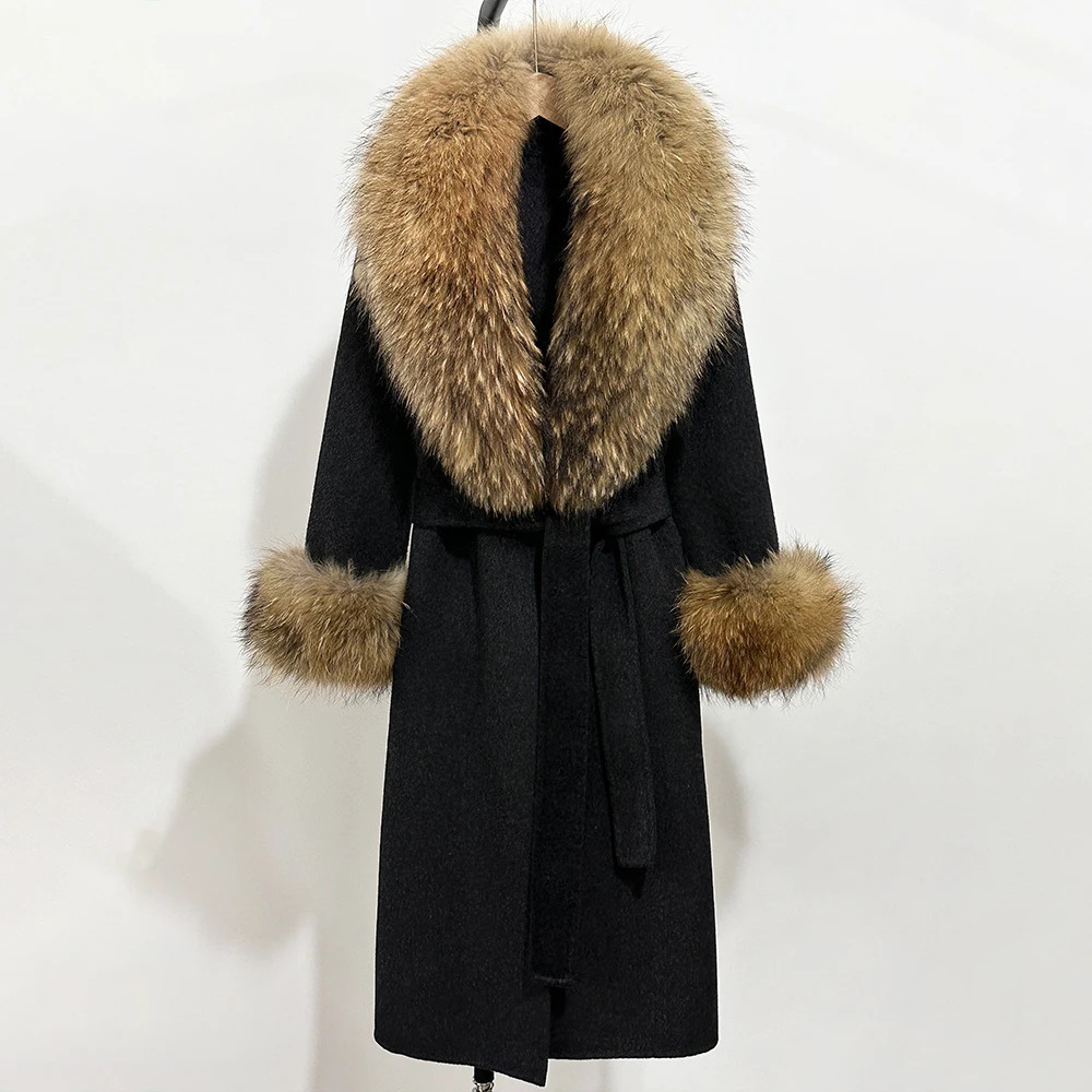 Autumn Wool Blend Coat Women Elegant Warm Real Fox Fur Collar Winter Female Doublesided Cashmere Jacket 251126 - view 6