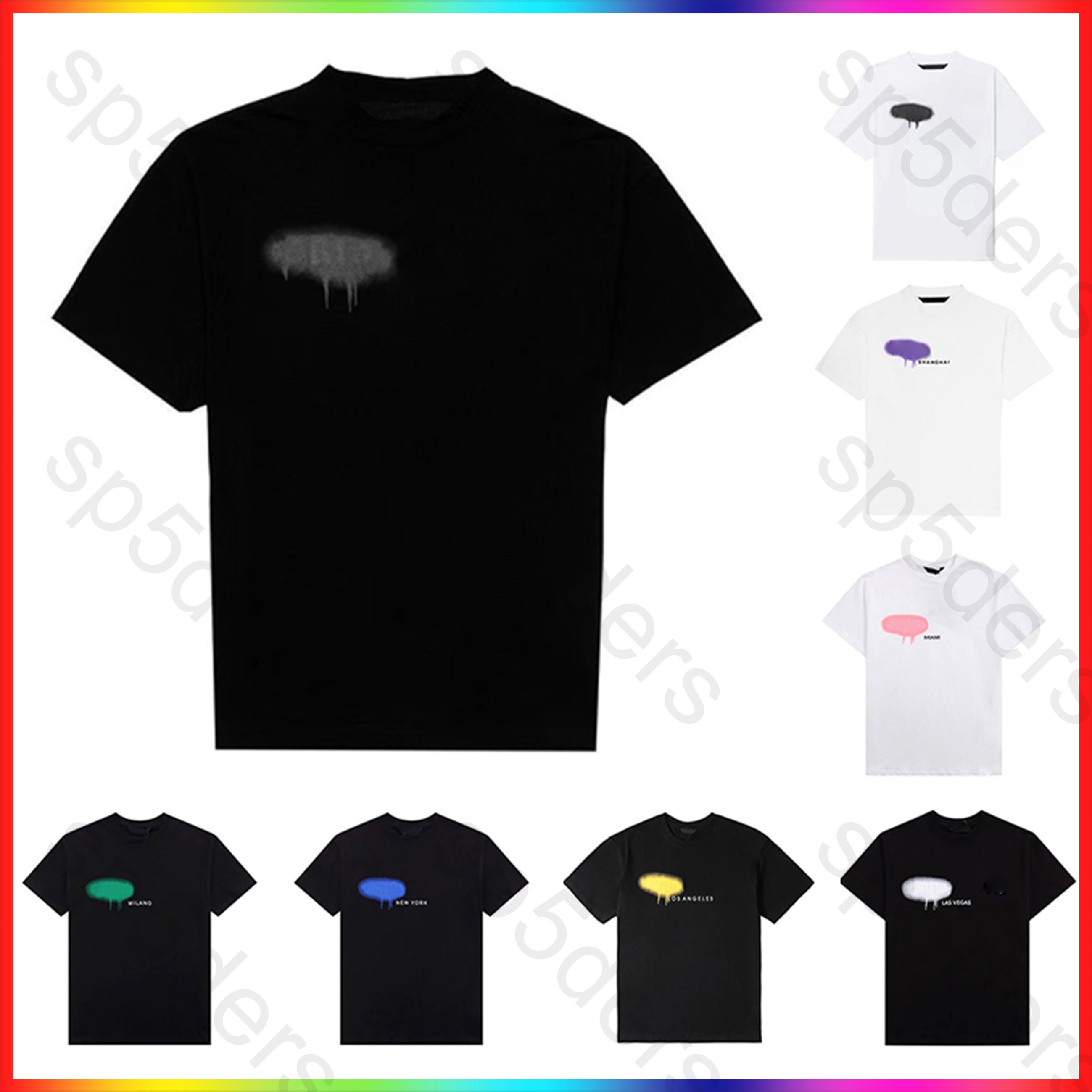 Summer Designer Men's Women's T Shirt Spray Heart Letter Print Short Sleeve Luxury High Street Loose Over size Casual t shirt 100% Pure High Quality Cotton Tops Tee