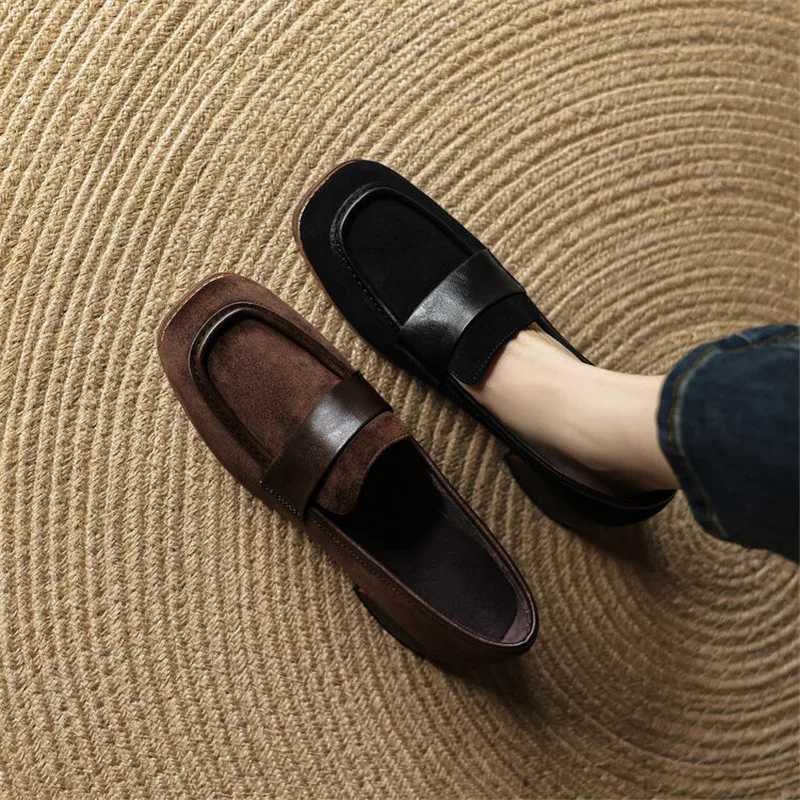 New Autumn Winter Shp Suede Women Pumps Shoes for Women French Square Toe Loafers Zapatos Mujer Chunky Hls Ladies Shoes C251127