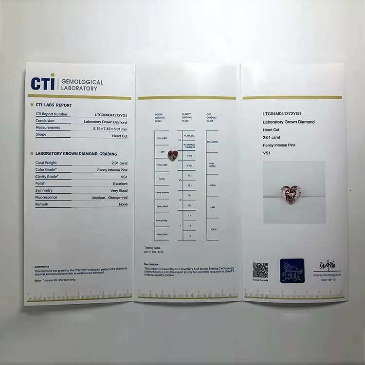 New Product IGI Certificate Heart Brilliant Cut Fancy Intensive Pink Lab Growth Diamond CVD