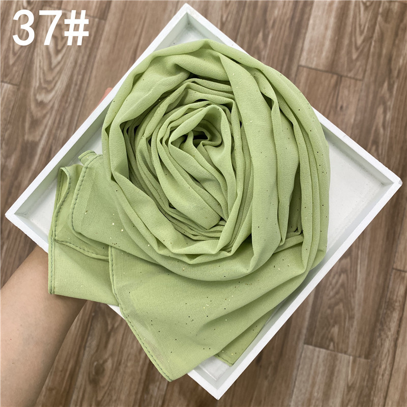 K538Cross-border new solid color gold-sprayed chiffon fashion ethnic gold-sprayed scarf for women's head-wrapped shawl