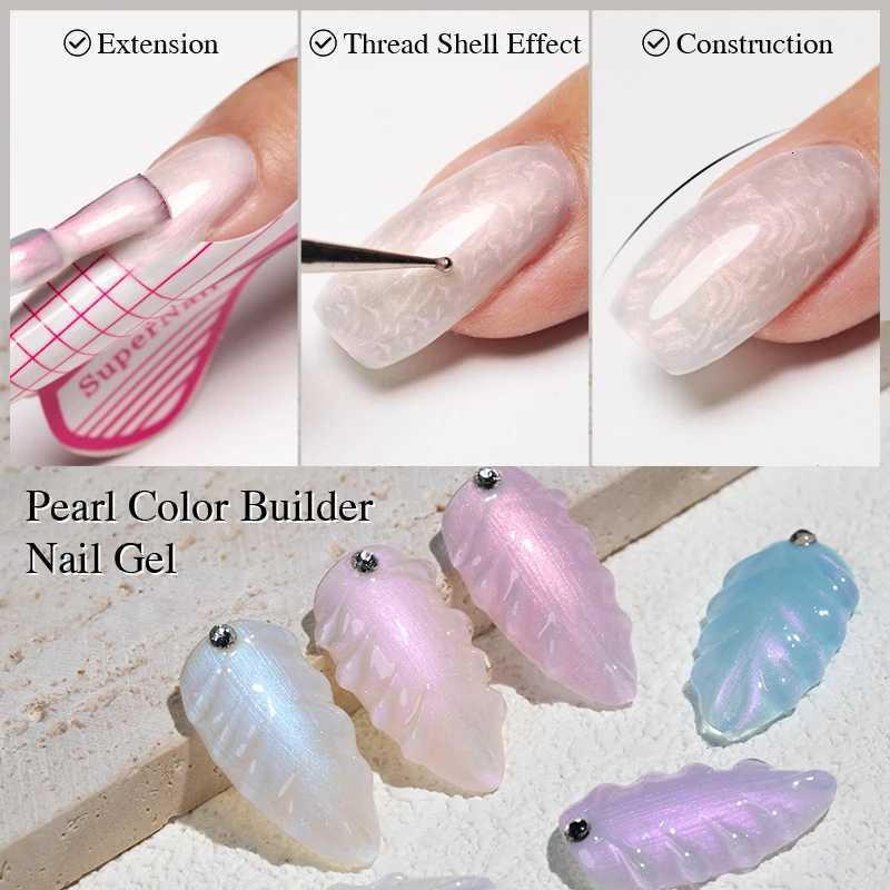 PUENTE Pearl Color Builder Nail Gel Polish Hema Free Shell Thread Glitter Nail Extension Semi-Permanent Construction Gel VarnishT251127