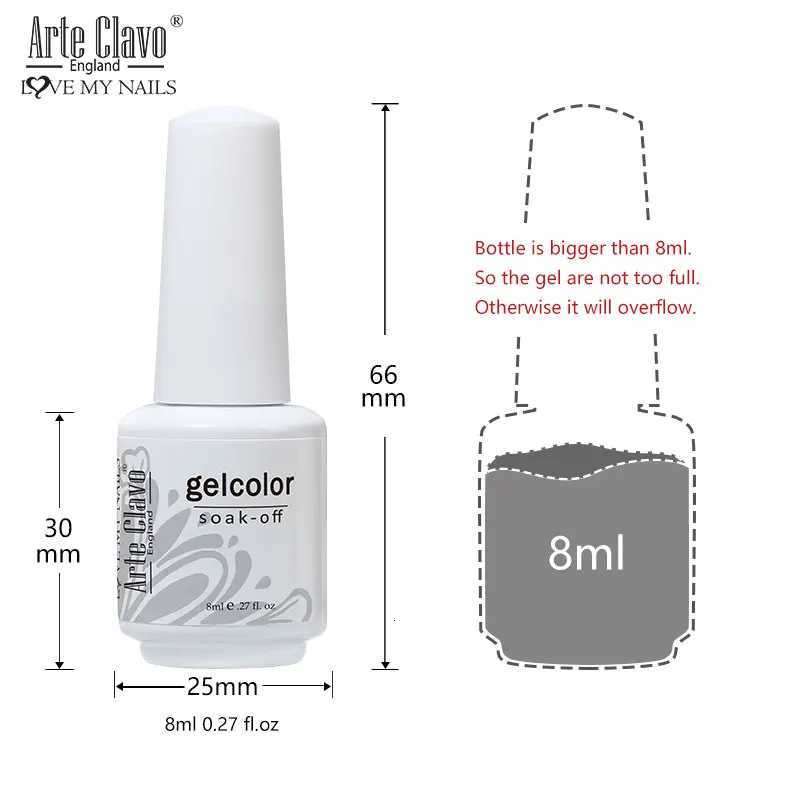 Arte Clavo Colorful Glitter Series 8ml UV Gel Nail Polish Sequin Gel Nail Polish Soak Off UV Gel Varnish Nail Art Gel Polish DIYT251127