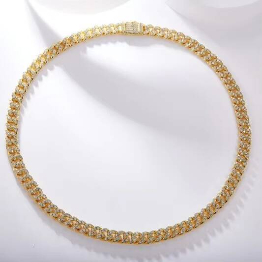Moissanite Jewelry Chain Width 8/14MM 925 Silver Real White Gold Plating VVS Diamond Women Delicate Thin Cuban Chains Necklace