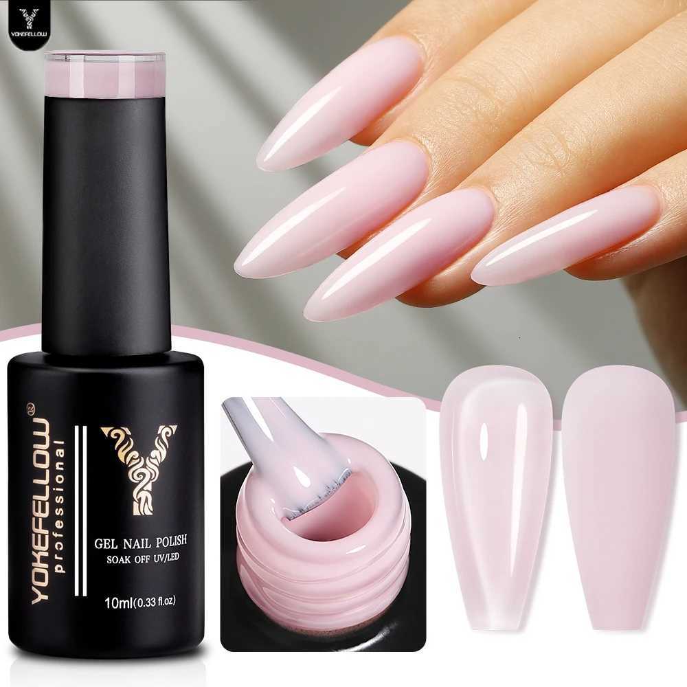 YOKEFELLOW 10ml Jelly Nude Gel Nail Polish High Quality Translucent Pink Nail Gel Varnish Soak Off UV Gel Polish Long LastingT251127
