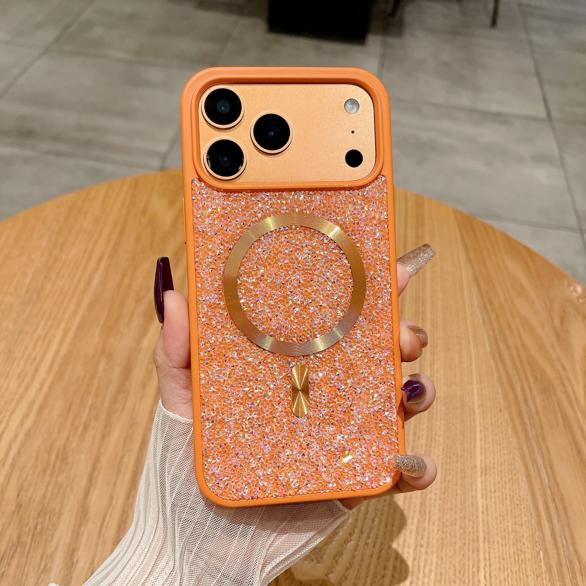 Luxurious Glitter Diamond Magnetic iPhone 17 Pro Max Case Compatible with Apple 16 Pro High-end Feel 15/14 Hard
