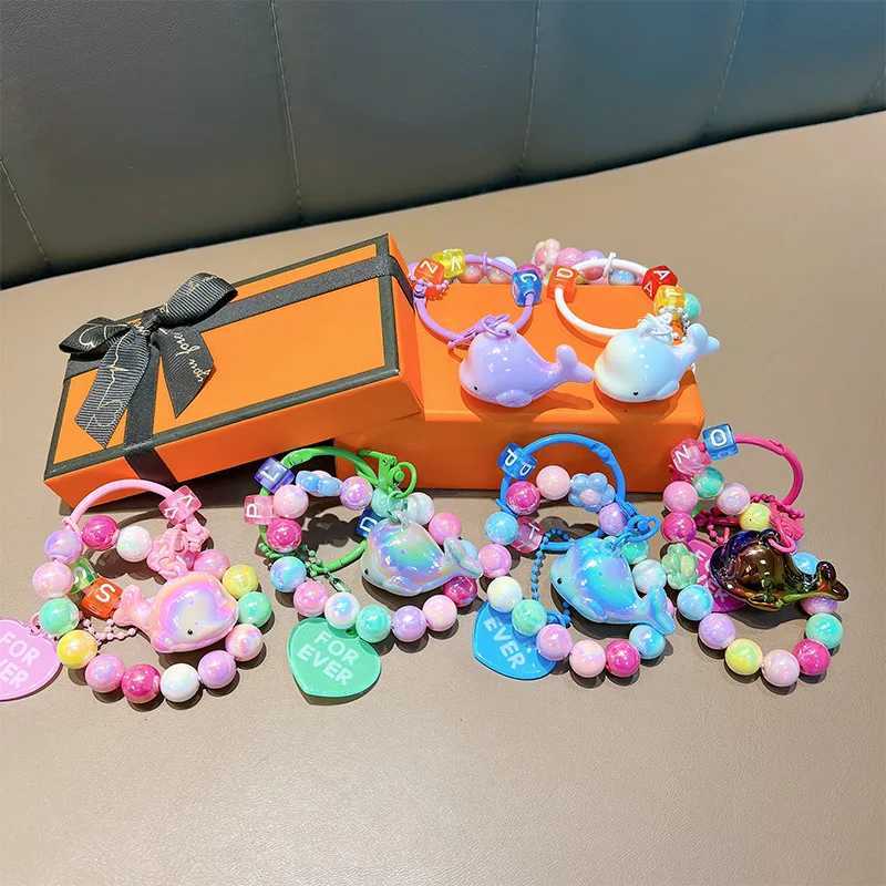 Acrylic plating small dolphin key chain pendant small fresh colored beaded gift bags for loversT251127