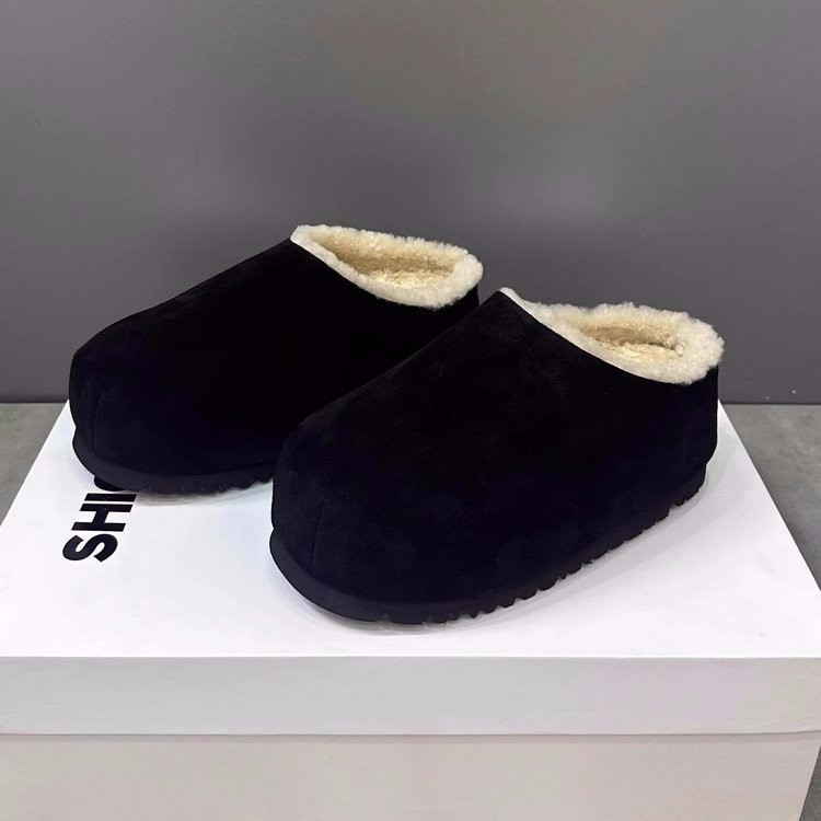 Ladies Platform Suede Fleece Lined Closed Toe Slippers Winter Designer New Fashion Versatile Furry Slides Free Shipping