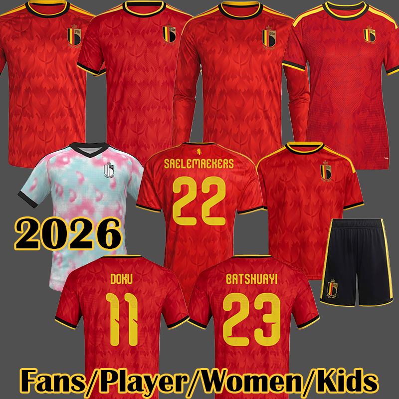 2026 Season World Cup Belgium Soccer Jersey Soccer Gear Men's and Kids' Sets THEATE DE CUYPER DE BRUYNE LUKAKU TROSSARD TIELEMANS OPENDA DOKU DE WINTER