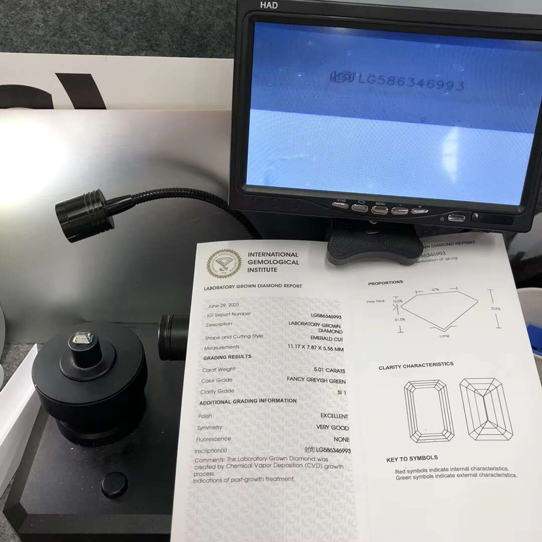 MiShang 5.01ct Emerald SI1 Loose Green Lab Grown Diamonds CVD Lab Created Green Diamond