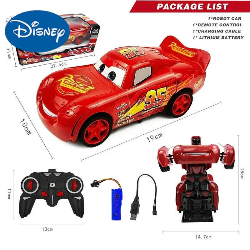 Disney Lightning Mcqueen 2in1 Remote Control Car Transform Robot Rc Deformation Car Anime Model One Button High Speed For Kids Toys H251127