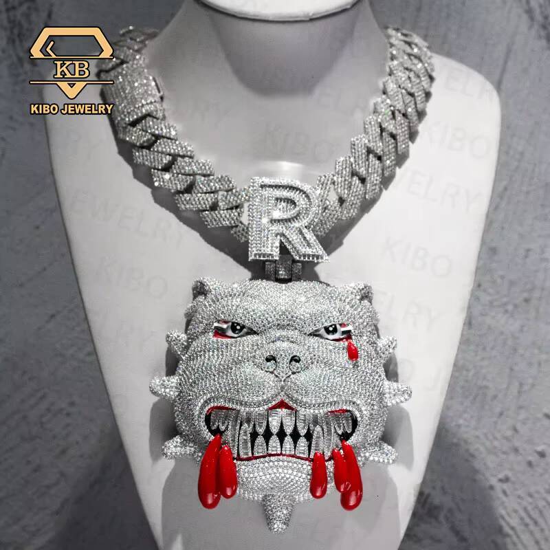 VVS Diamond Chain Pendant Moissanite Big Size Pendant With Iced Out Charm Custom Large Dog Bulldog Pendant for Mens