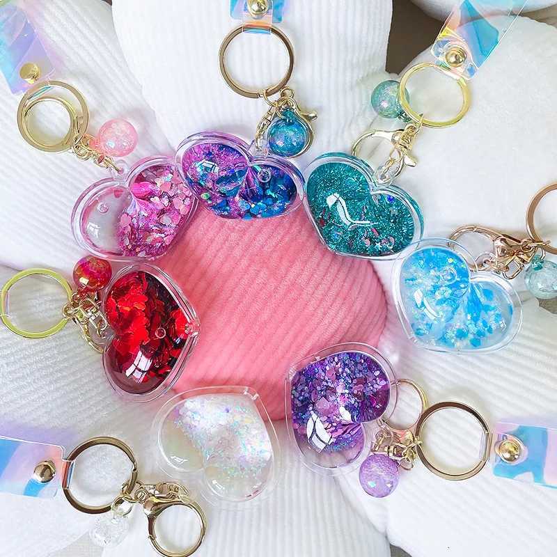 Creative Oil Quicksand Heart Keychain Fashion Trendy Bag Small Pendant Exquisite Cute CoupleT251127