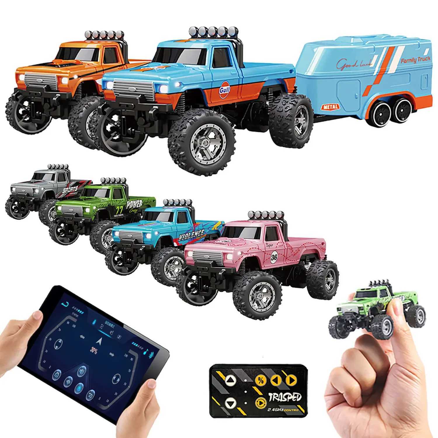 RC Off-Road Monster Truck 1/64 Remote Control Mini Climbing Car Alloy Material 24G Remote Control Electric Off-Road Vehicle Y251127