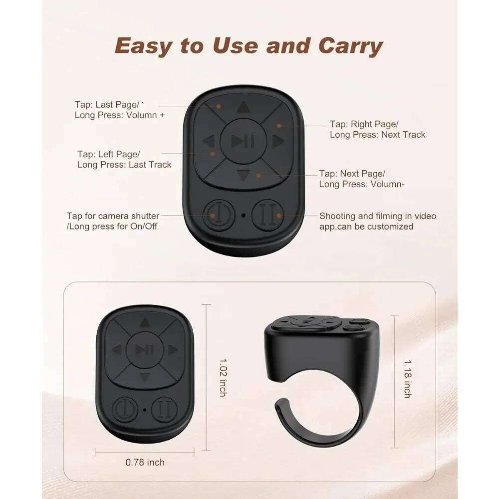 Is Suitable For Iphone Ipad Bluetooth Page Turning Ring Roller Both Camera Remote Control Function Compatible