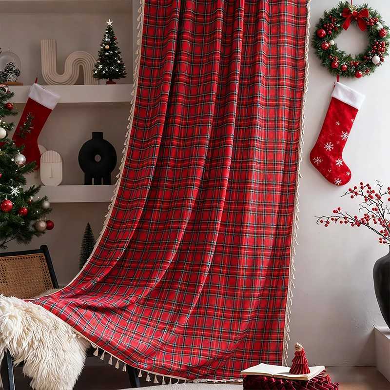 Curtain Christmas Christmas Style Tassel Curtains Suitable for Holiday Parties Gatherings Bedrooms Living rooms Balconies Decoration 1PC Y251126