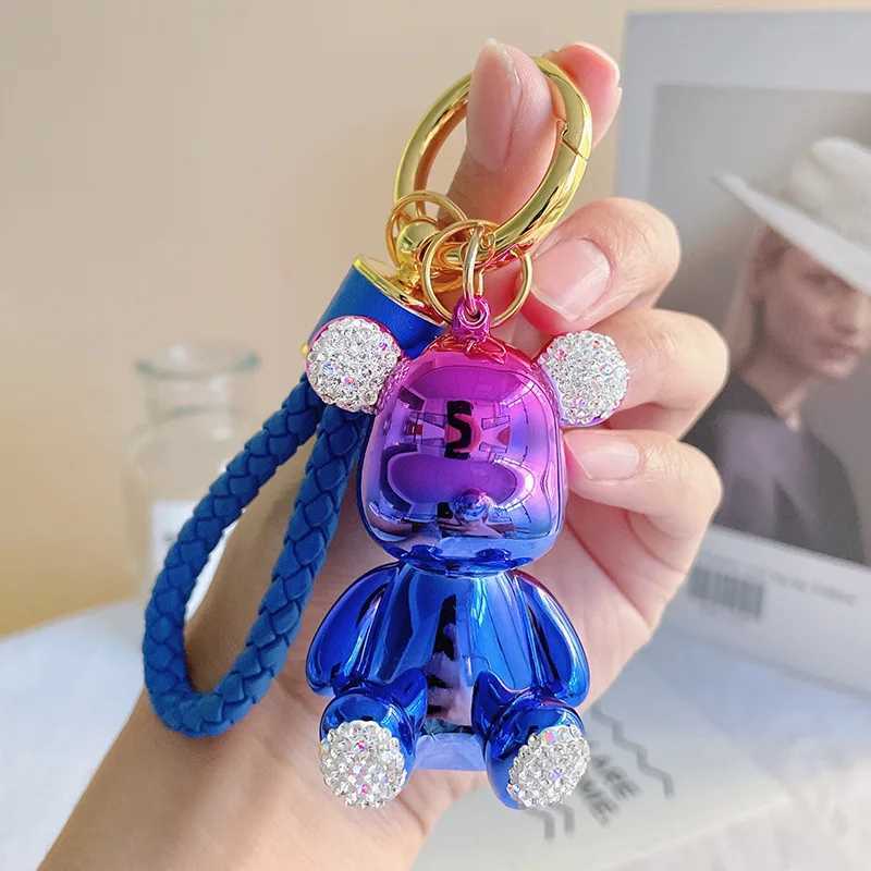 2025 Resin Electroplated Bear Keychain - Crystal Rhinestone Decor Fashion Bag Charm School GiftT251127