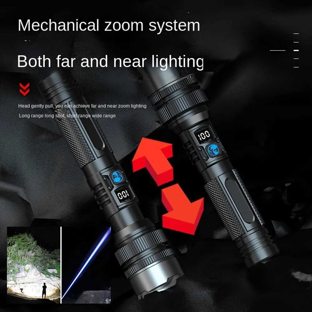 Portable Spotlight Long RangeLED Flashlights High Power Military Tactical Flashlight Zoom Torch Lamp For Outdoor Camping Fishing K251127