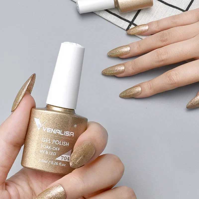 Venalisa Gel Nail Polish 75ml White Cap Glass Nail Gel Polish NoWipe Top Soak Off UV LED Nail Lacquer Glitter Color GelT251127