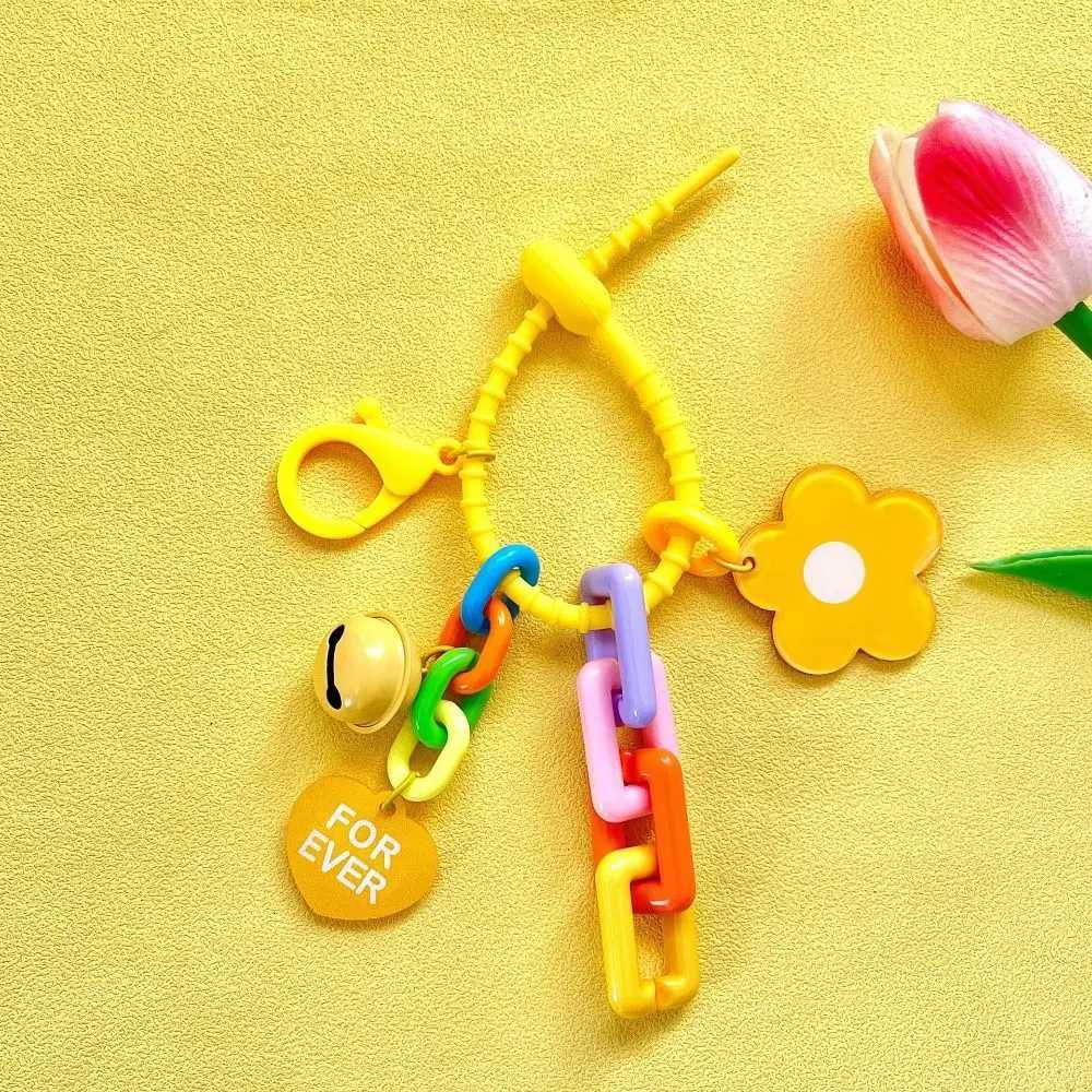 Creative Candy Color Flower Heart Pendant Keychain Cute Small Flower Key Ring Bag Pendant AccessoriesT251127