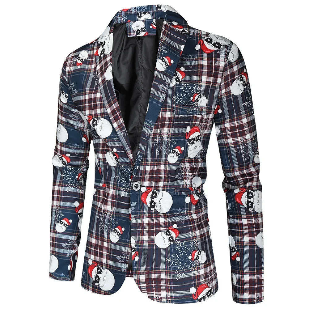 Snowman Plaid 3 Piece Casual Business Printed Suits Mens Christmas Party Suit Funny Costume Novelty Xmas Jacket Trousers Vest 251126 - view 4