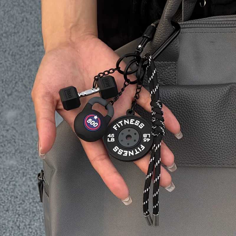 Dopamine Barbell Plates Keychain Kettlebell Water Cups Simulation Dumbbells Keyring INS Creative Fitness Series Pendant GiftsT251127