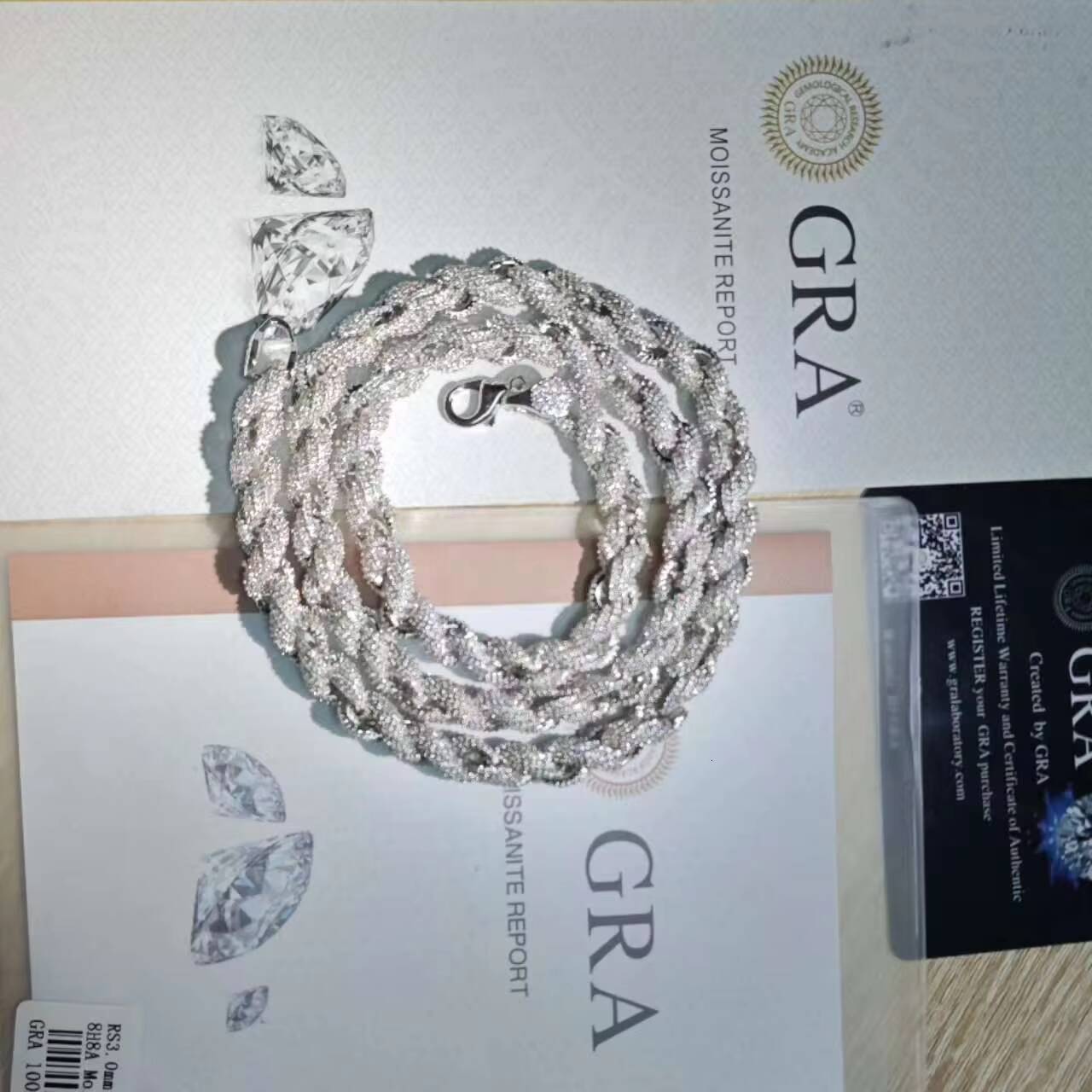 Hip Hop VVS D Color Moissanite Jewelry Bracelet S925 Silver Chain Necklace Men Cuban Link Iced Out Tennis Rope Chain