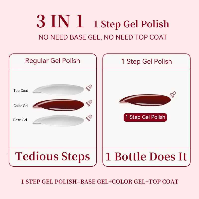 UR SUGAR 15ml 1 Step Gel Polish 3 IN 1 Red Pink Glossy Nail Soak Off LED UV Gel Nail Varnishes No Need Base Gel and Top CoatT251127