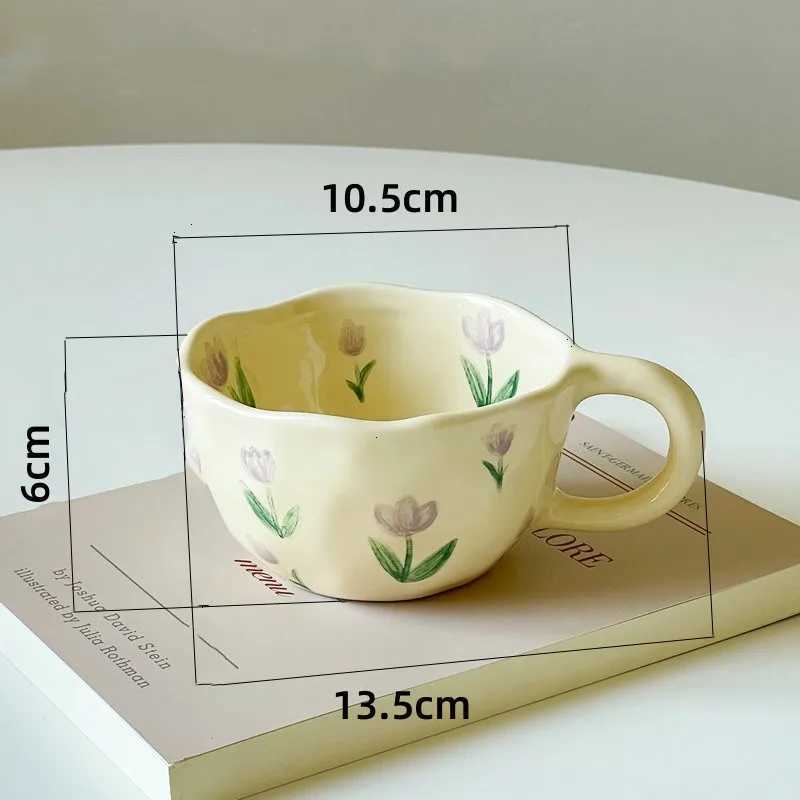 Ins Style Hand Kneading Special-Shaped Ceramic Coffee Cup Flower Creative Mug High Color Value Breakfast Cup Juice Cup Milk Cup C251127