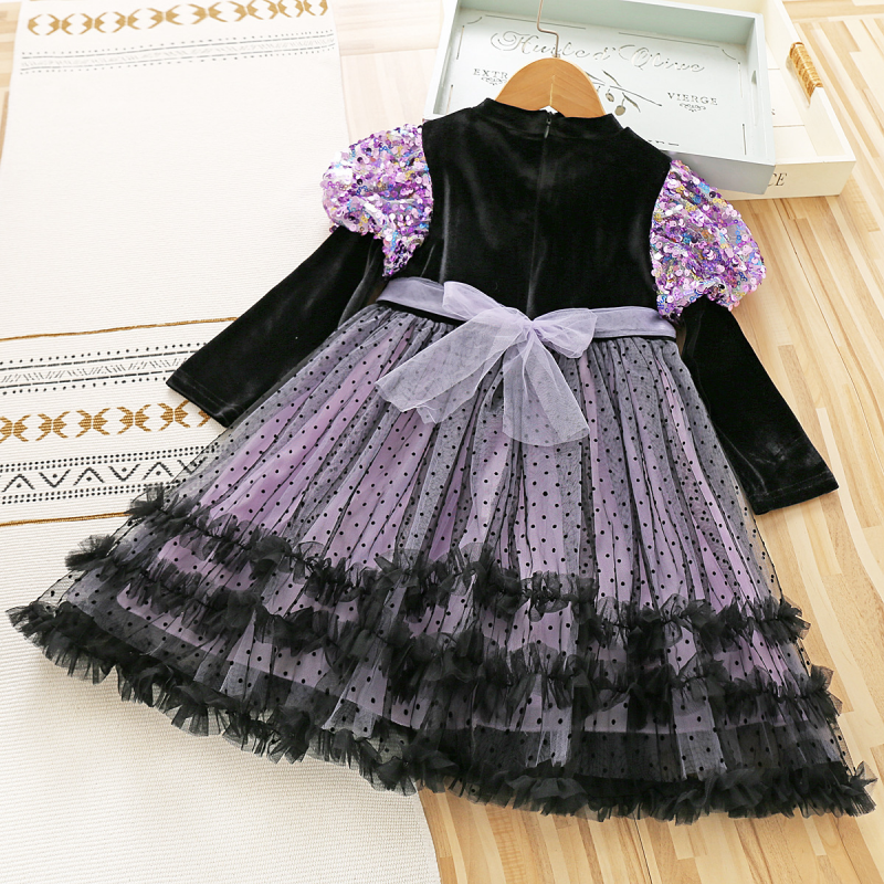 DISNEY Kids designer clothes girls' baby Crayon Lovelita princess dress children's long-sleeved dark puffy dress baby autumn clothing cool C