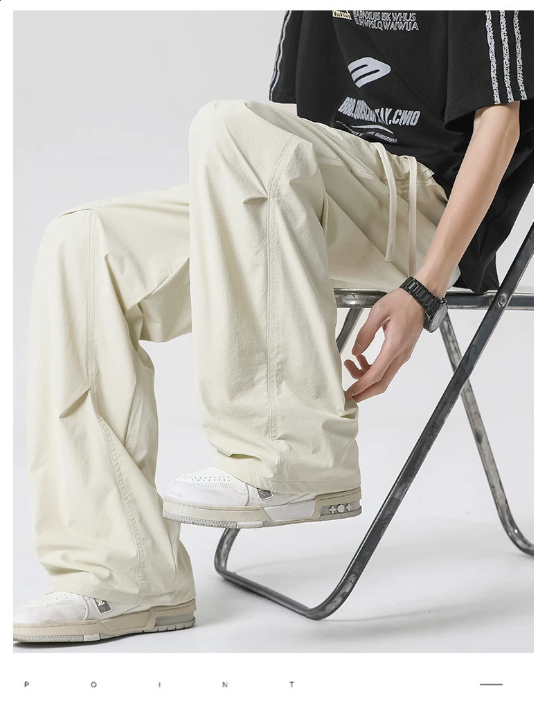 Summer mens casual pants loose and slim Korean version ice silk pants Jinlun sports pants ice silk breathable quick drying pants 250427