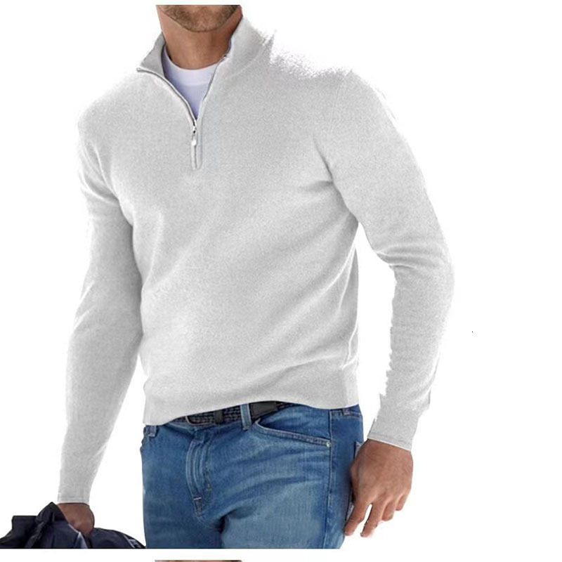 Mens Quarter Zip Up Sweaters Slim Fit Lightweight Mock Neck Pullover Casual Sweaters Half Turtleneck Knitted Outdoor Streetwear 250616