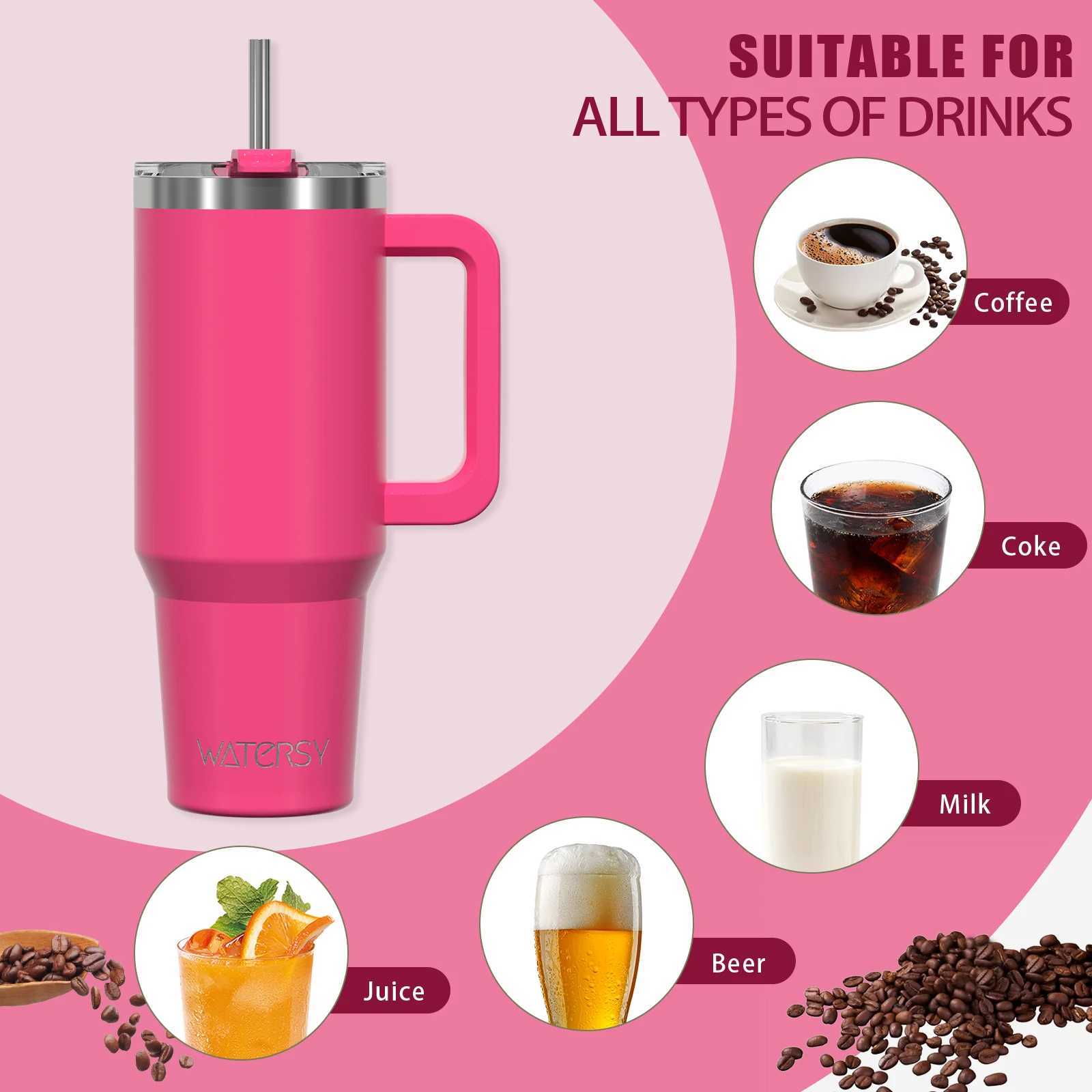 591ml Stainless Steel Insulated Cup 20oz Tumbler with Handle Straw Keep Cold and Hot Thermal Portable Car Travel Mug L251127 W260226