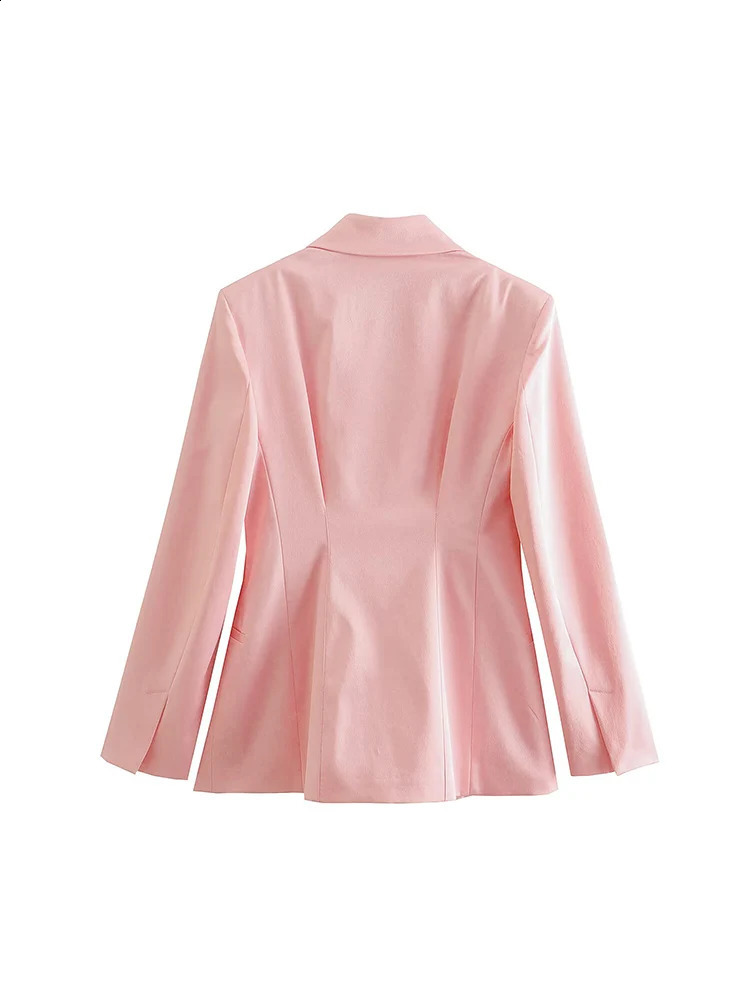 Spring Collection Arrives in Europe and America Womens Flip Collar Hidden Button Decoration Slim Satin Set Jacket 250427