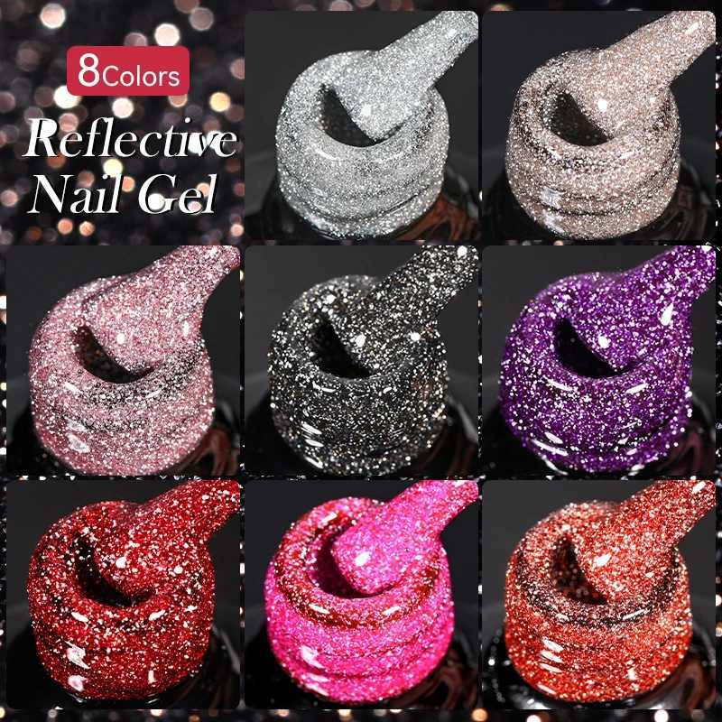 LILYCUTE 7ml Reflective Glitter Gel Nail Polish Shining Sparkling Gorgeous Silver Effect Semi-permanent UV Gel Nail Art ManicureT251127