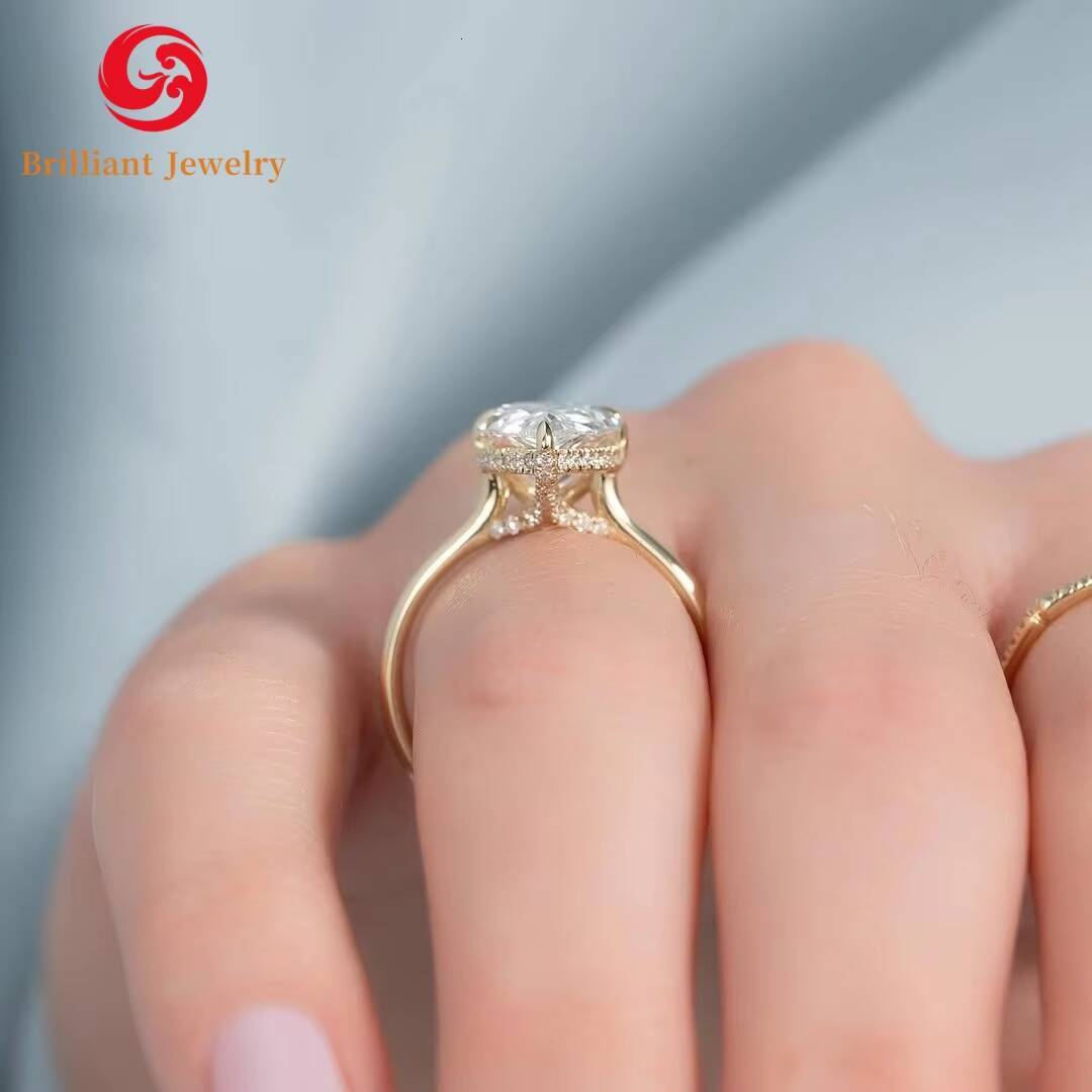 Fine Ring 14K 18K Solid Gold GRA Certified Pear Cut D VVS1 Moissanite 1CT 3CT 5CT for Wedding Engagement Gift Women Rings