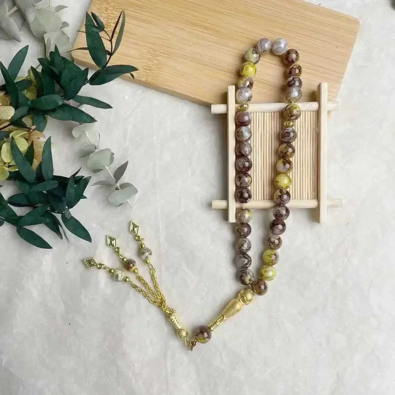 10mm 33pcs Glass Tassel Turkish Muslim Rosary Islamic Prayer Beads for Women Jewelry Tasbih Tasbeeh Allah Mohammed C251105