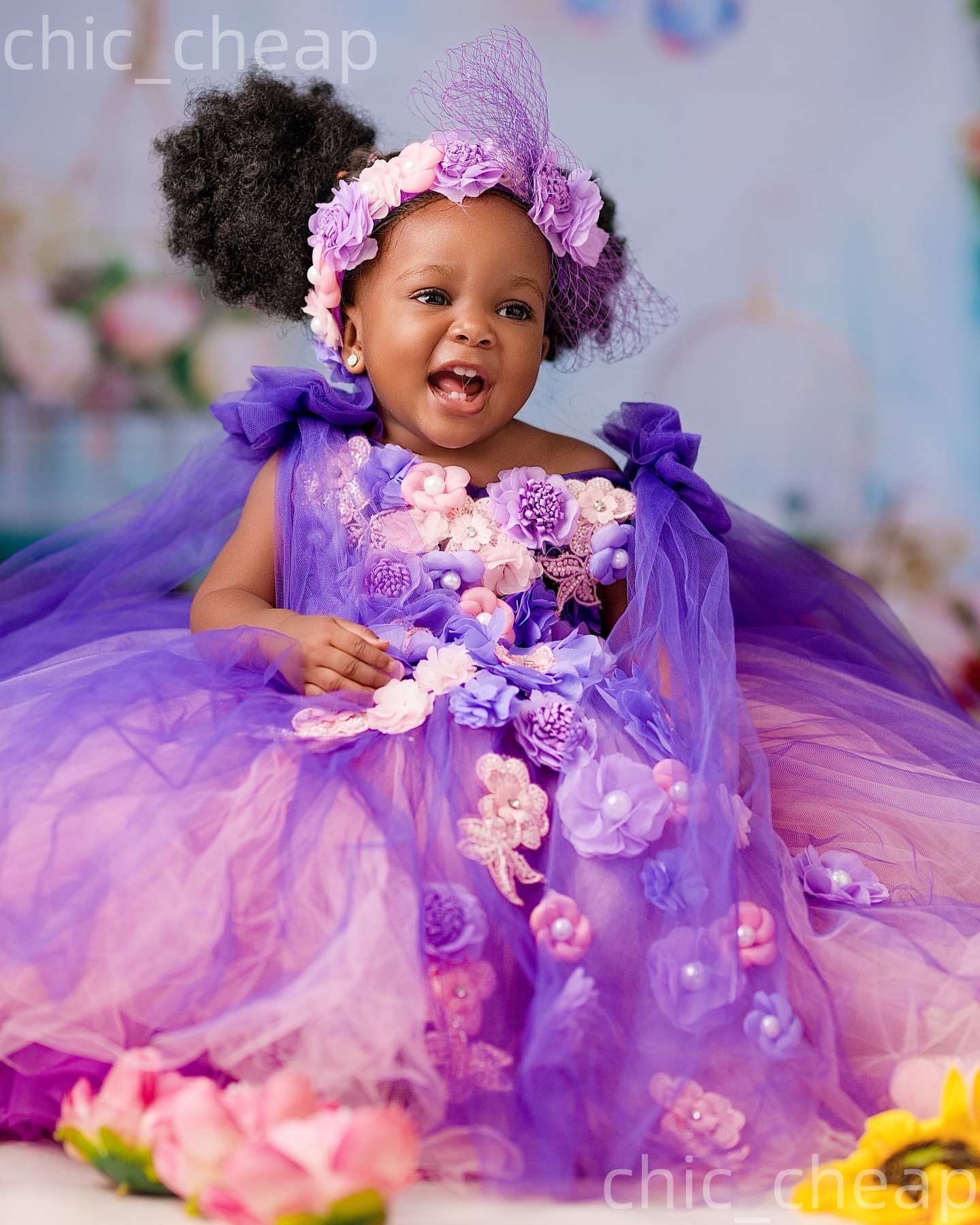 2026 Lilac Pink Ball Gown Flower Girl Dresses Flowers Bows Tulle Little Girl Christmas Peageant Birthday Christening Tutu Dress Gowns ZJ422