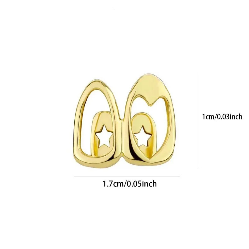 Gold Teeth Y2K Fashion Hip Hop Double Hollow Heart Braces Vintage Zircon Tooth Caps Party Cosplay Jewelry Dental Cover 251126
