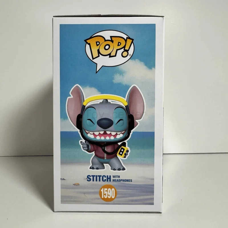 Disney Original Stitch With Headphones 1590 Funko Pop Vinyl Figure Special Edition Collectible Action Doll Toys Sculpture Gifts H251127