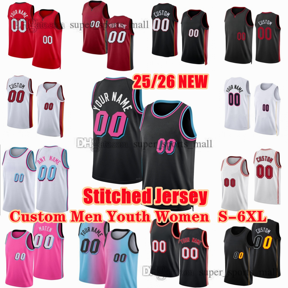 Stitched 25/26 New Basketball Jerseys 13 Bam Adebayo 14 Tyler Herro 22 Andrew Wiggins 2 Terry Rozier 24 Norman Powell 45 Davion 0 Simone Fontecchio Jovic Ware Jaquez Jr