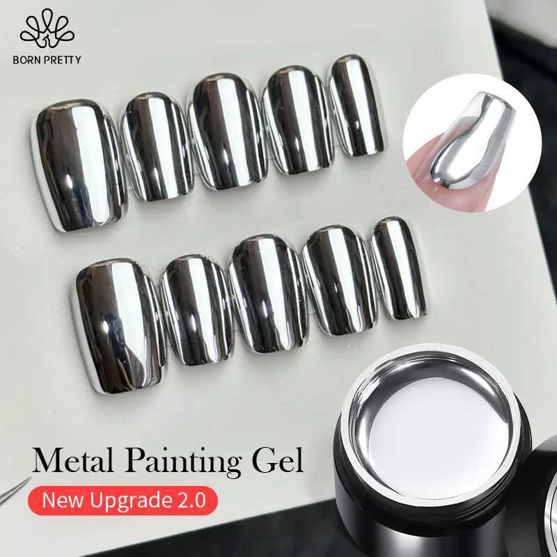 BORN PRETTY 5ML Super Silver Metallic Gel Nail Polish Metal Effect Painting Gel Chromes Varnis Semi Permanent for Nail DIYT251127