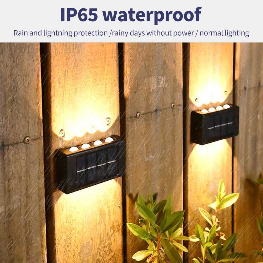 4/6/8/10LEDs Solar Wall Lamp Yard Street Decor Light Outdoor Waterproof Up and Down Luminous Lighting Garden Landscape LampM251127
