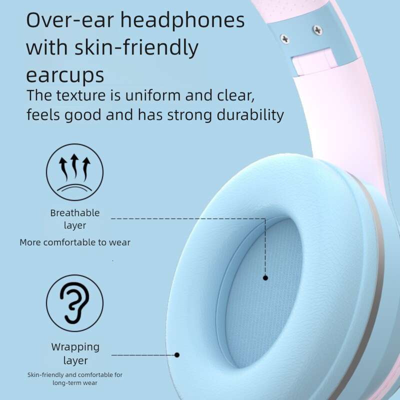 Brand crossover designer niche new DR Bluetooth ultra-long endurance gradient color luminous cat-ear wireless headset