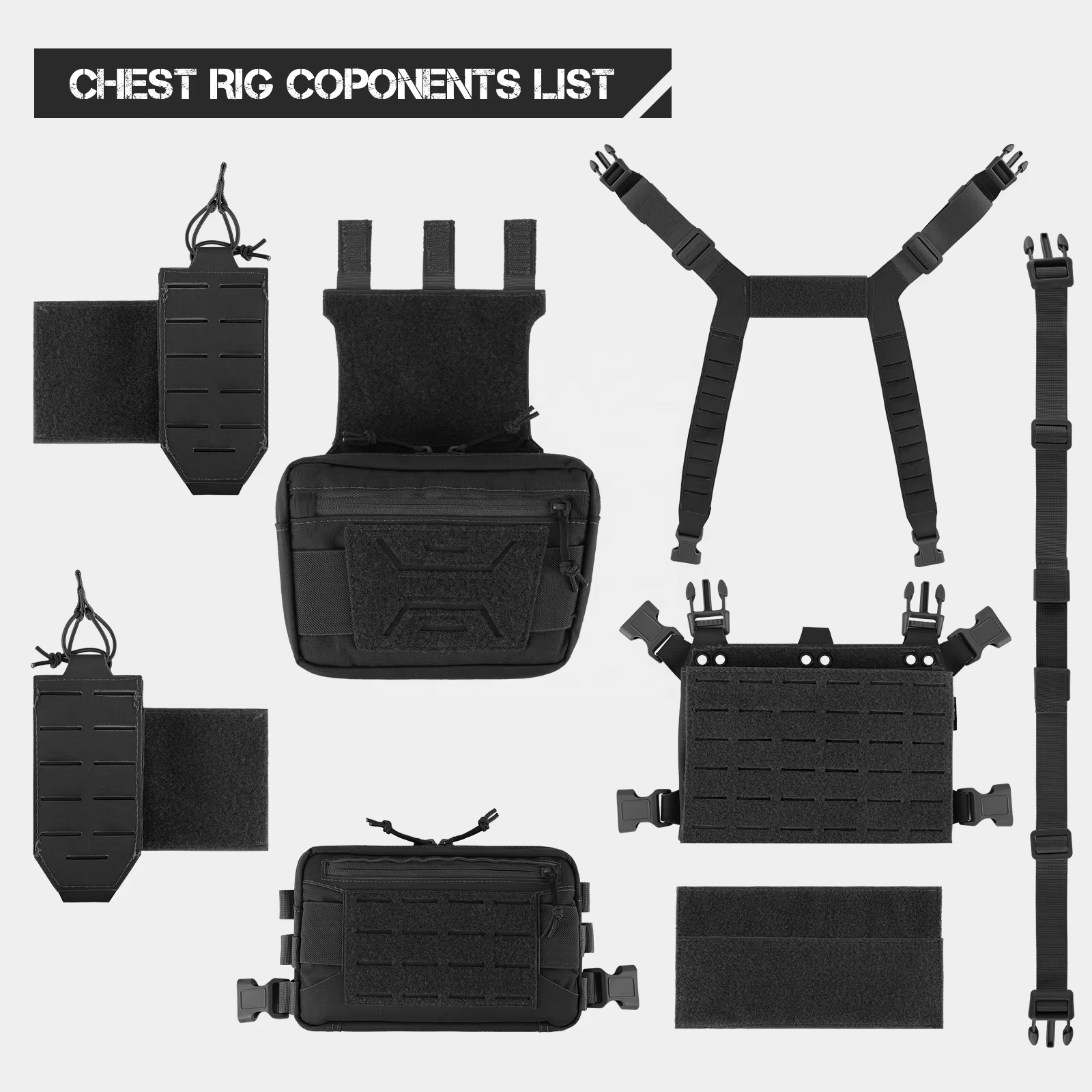 VOTAGOO Chest Rig-Tactical Chest Rig Molle Modular Micro Fight Chest Rigs Adjustable Detachable with 5.56/7.62 Magazine Pouch